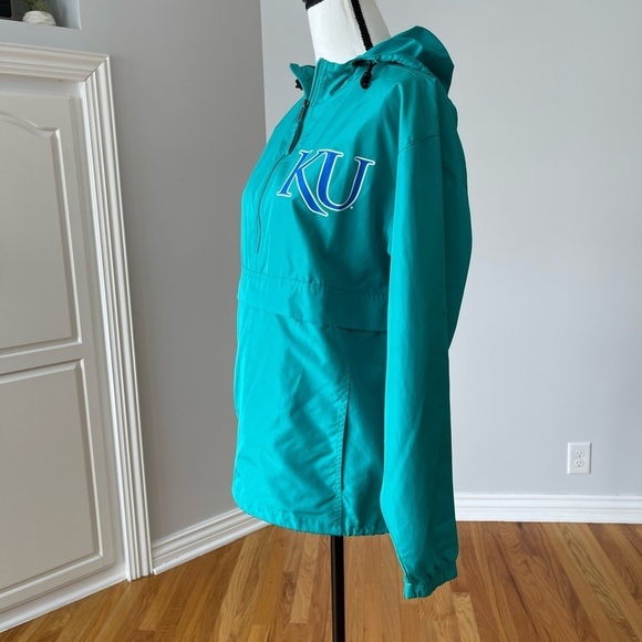 Champion Authentic Athletic wear half zip wind breaker rain KU Jayhawks size S - Picture 10 of 16